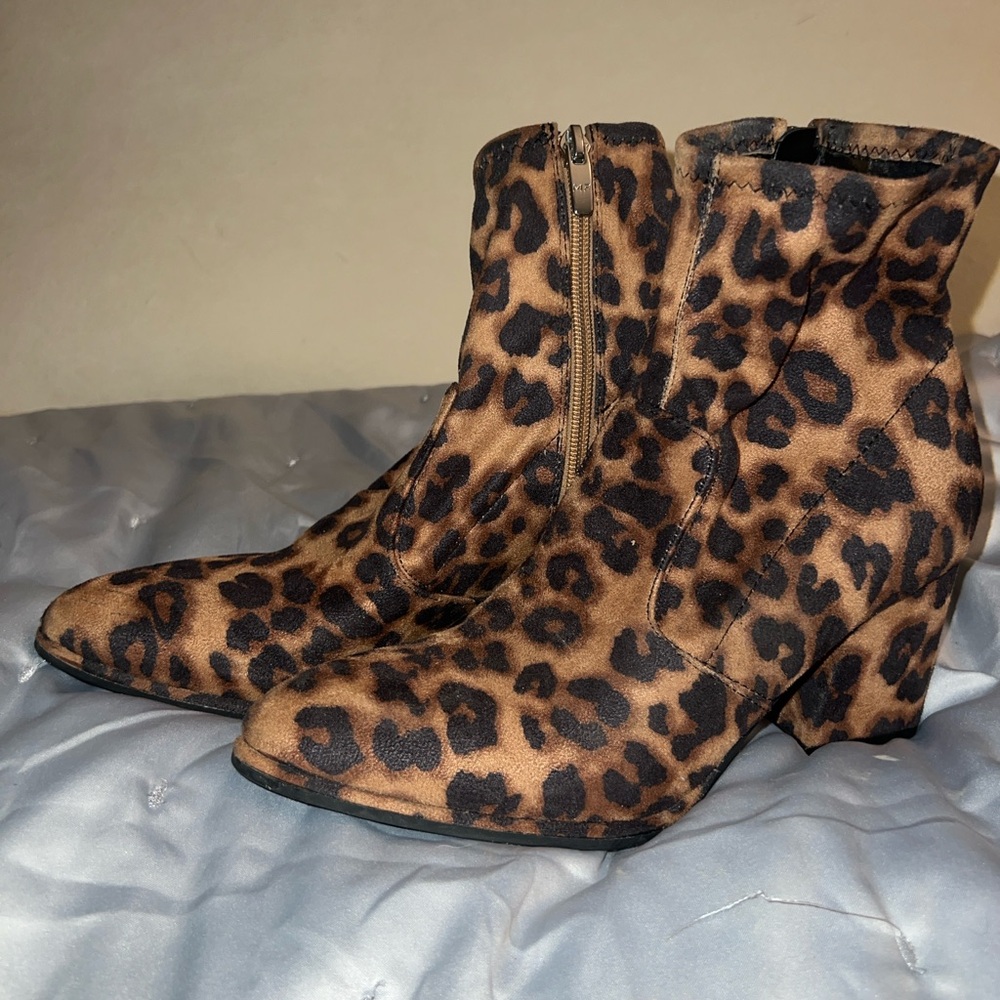 Marc Fisher Brown Leopard Ankle Booties